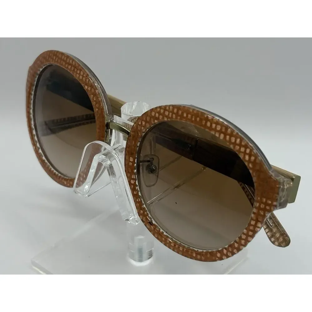 Tory Burch Round Sunglasses Brown Woven Acetate Women 54mm